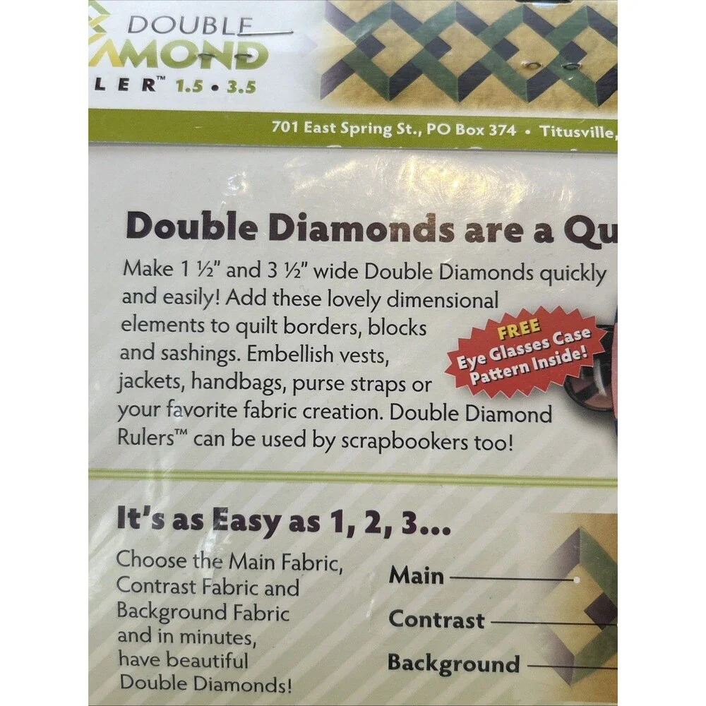 Double Diamond Quilting Ruler Kit Bright Quilting Notions 1.5” And 3.5” Borders